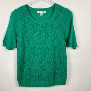 Forever 21 | Green Floral Lace Sweater | M